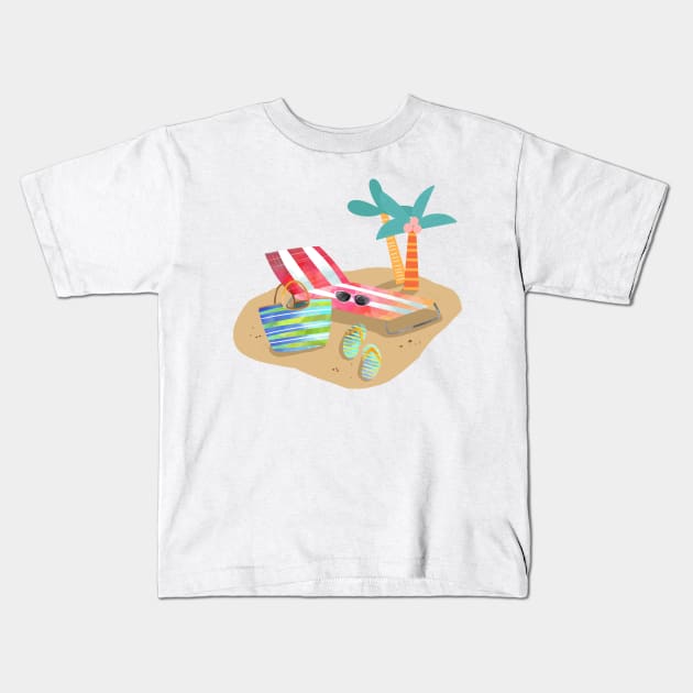 Tropical Vacation | Sunshine and Sand Kids T-Shirt by CheriesArt